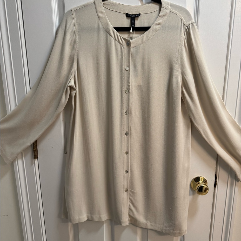 Eileen Fisher Cream Button-Down Tunic/Blouse. Never worn with tags.